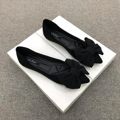 Orthopedic Balance Women's Flats - Rubber Sole, Black Bow