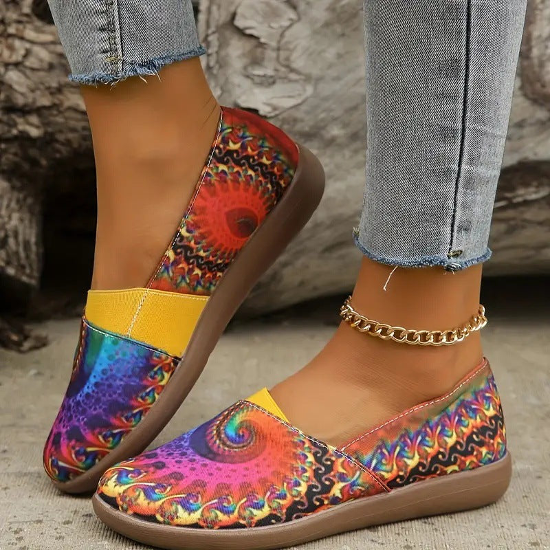 Orthopedic Balance Women’s Printed Slip-On Flats – Lightweight Comfort Casual Shoes