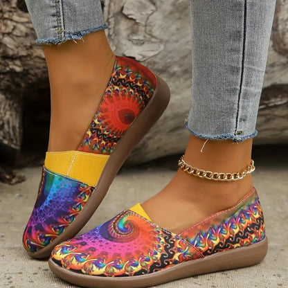 Orthopedic Balance Women’s Printed Slip-On Flats – Lightweight Comfort Casual Shoes