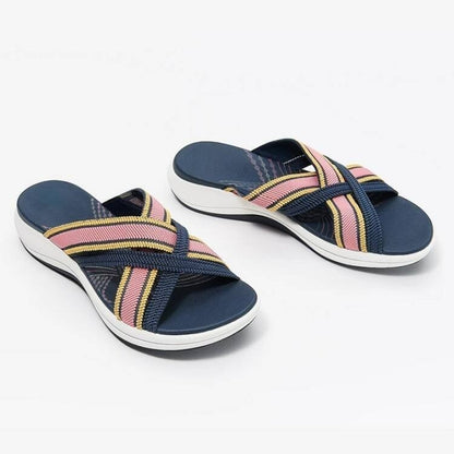 Orthopedic Balance Cross Strap Comfort Sandals – Lightweight Cushioned Everyday Slides