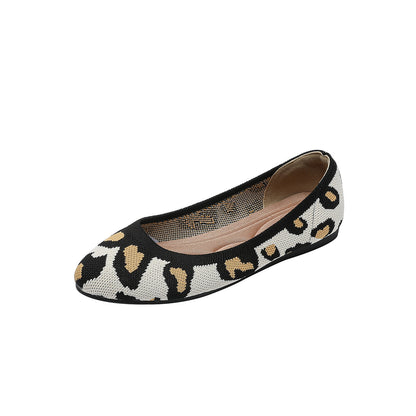 Orthopedic Balance Women’s Leopard Knit Ballet Flats – Lightweight Breathable Comfort Shoes