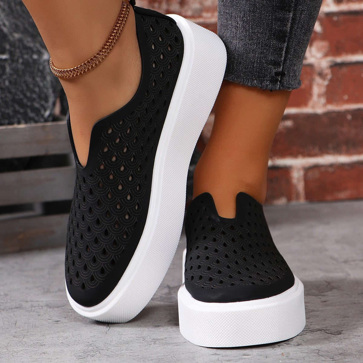 Orthopedic Balance Women’s Perforated Slip-On Sneakers – Breathable Platform Comfort Shoes