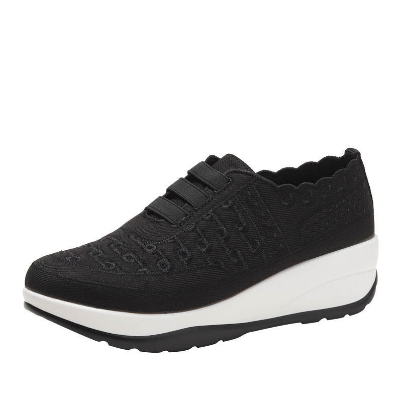 Orthopedic Balance Women’s Wedge Slip-On Sneakers – Lace Detail Comfort Walking Shoes