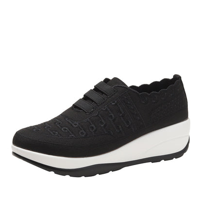 Orthopedic Balance Women’s Wedge Slip-On Sneakers – Lace Detail Comfort Walking Shoes