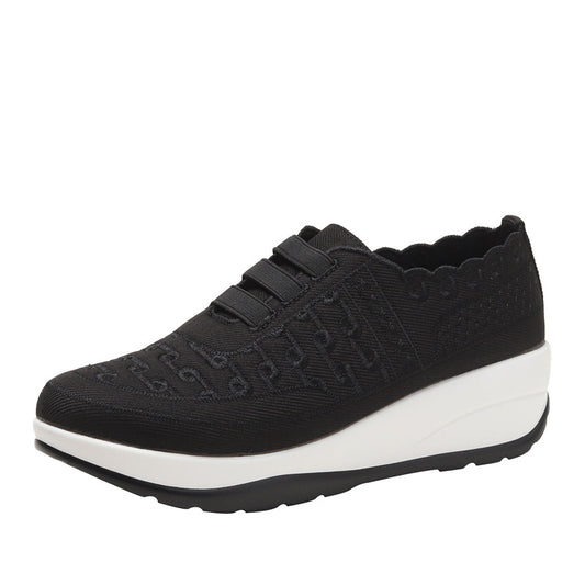 Orthopedic Balance Women’s Wedge Slip-On Sneakers – Lace Detail Comfort Walking Shoes