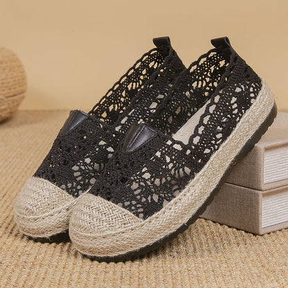 Orthopedic Balance Lace Crochet Espadrille Slip-On Flats