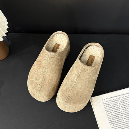 Orthopedic Balance Trendy Chunky-Heeled Slippers With Faux Fur Lining
