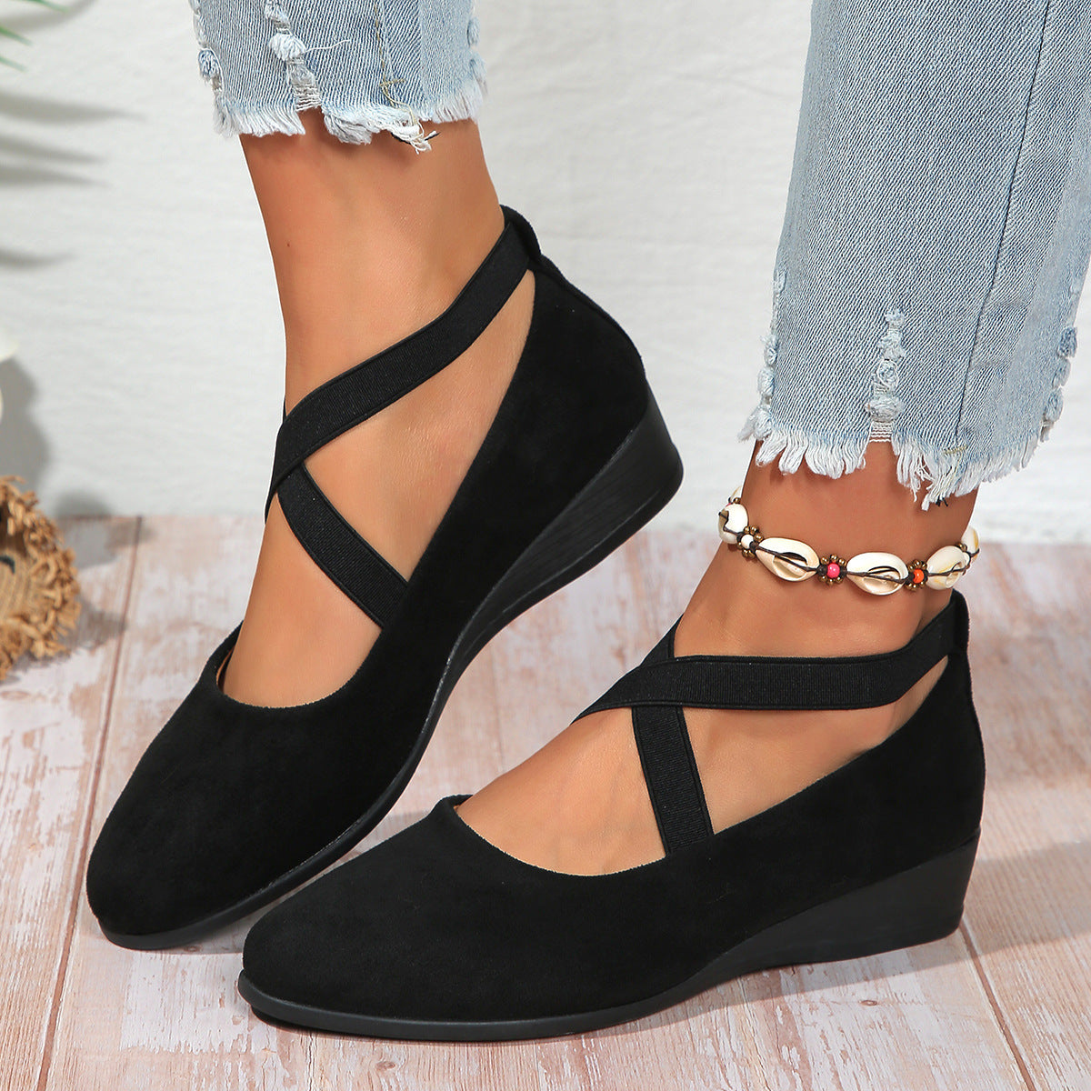 Orthopedic Balance Cross Strap Comfort Flats – Stylish Support Everyday Shoes