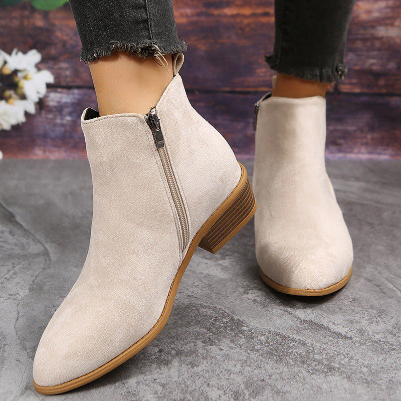 Orthopedic Balance Suede Ankle Boots - Thick Heel Comfort