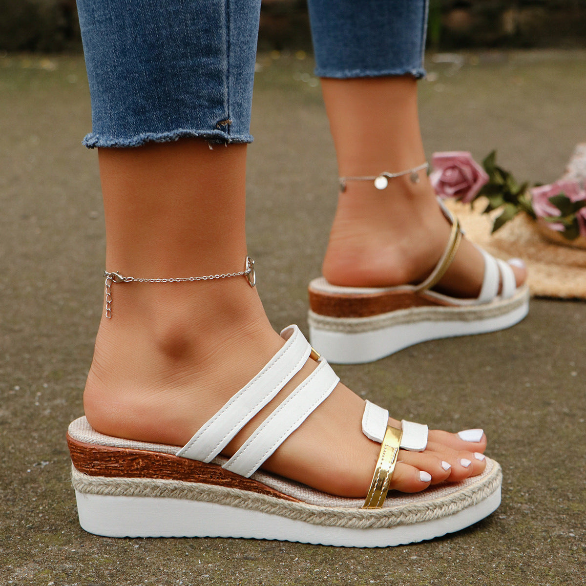 Orthopedic Balance Unique Colorblock Wedge Sandals For Summer - 