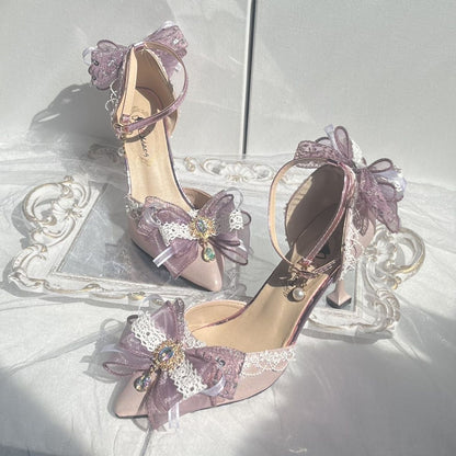 Orthopedic Balance Butterfly Flower Rhinestone Stiletto Heel Sandals