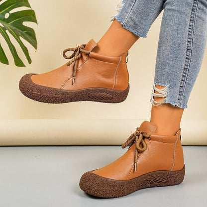 Orthopedic Balance Vintage Lace-Up Ankle Boots – Soft Leather Comfort Walking Shoes