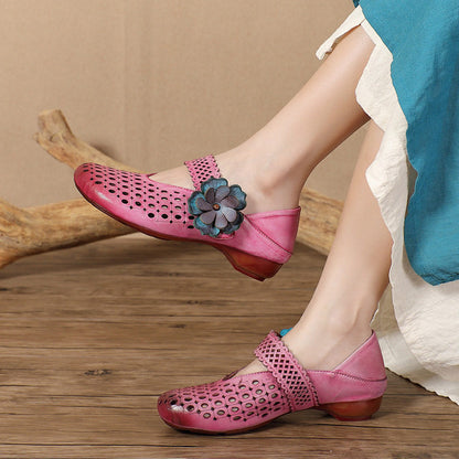 Orthopedic Balance Floral Cutout Flats – Vintage Handmade Comfort Shoes
