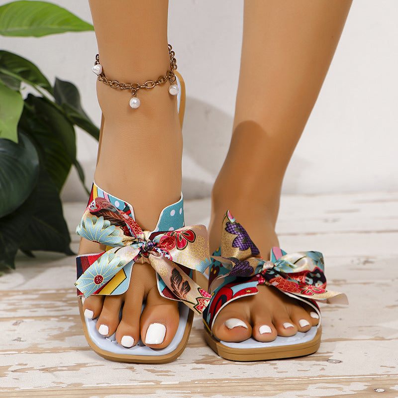 Orthopedic Balance Ribbon Bow Sandals - Unique Summer Elegance