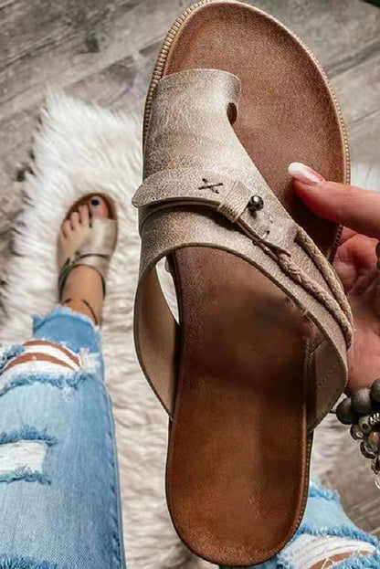 Aria | Orthopedic Leather Slip-On Sandals with Adjustable Strap