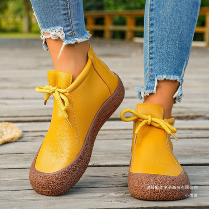 Orthopedic Balance Vintage Lace-Up Ankle Boots – Soft Leather Comfort Walking Shoes