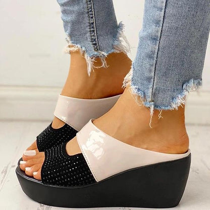 Fabiana | Women’s Orthopedic Wedge Platform Slip-On Sandals with Glossy Finish