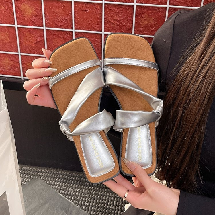 Orthopedic Balance | Cross Strap Cork Footbed Slide Sandals