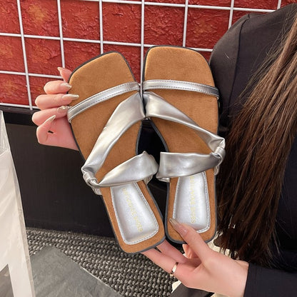 Orthopedic Balance | Cross Strap Cork Footbed Slide Sandals