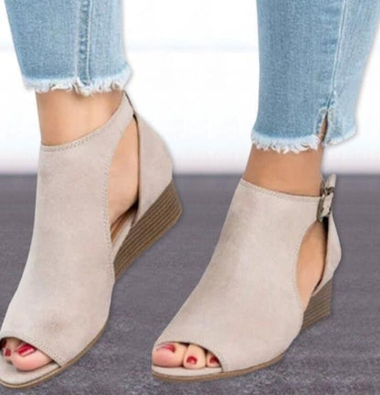 Evelyn | Women’s Orthopedic Peep-Toe Wedge Sandals with Ankle Strap