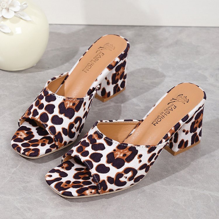 Orthopedic Balance Leopard Chunky Heel Sandals - Square Toe