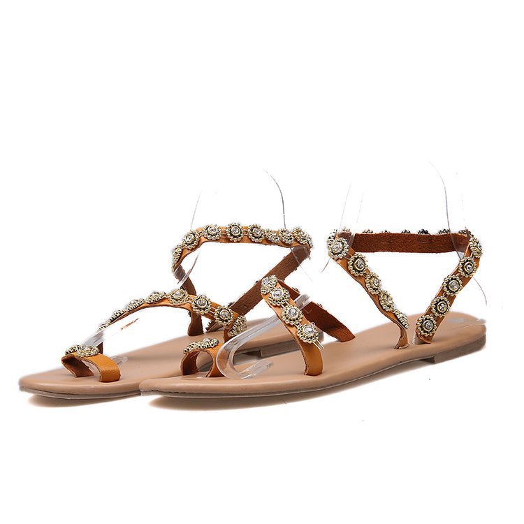 Orthopedic Balance Boho Mule Sandals With Rhinestones - Unique Elegance