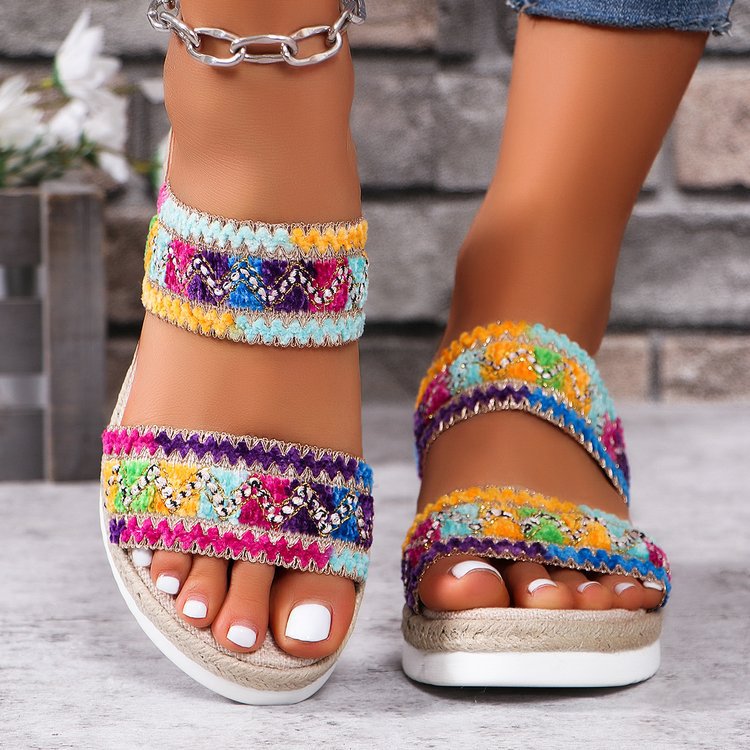 Orthopedic Balance Woven Sandals With A Wavy Pattern - Unique Ethnic Style