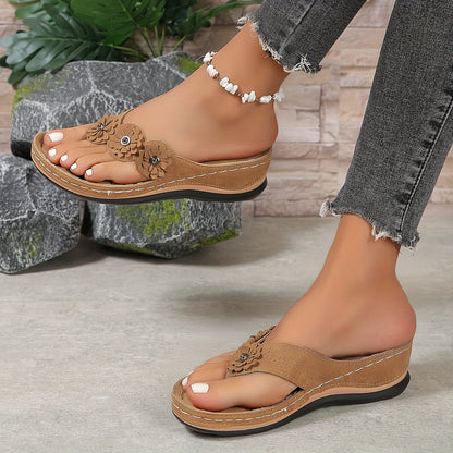 Gada | Women’s Orthopedic Floral Embellished Wedge Sandals