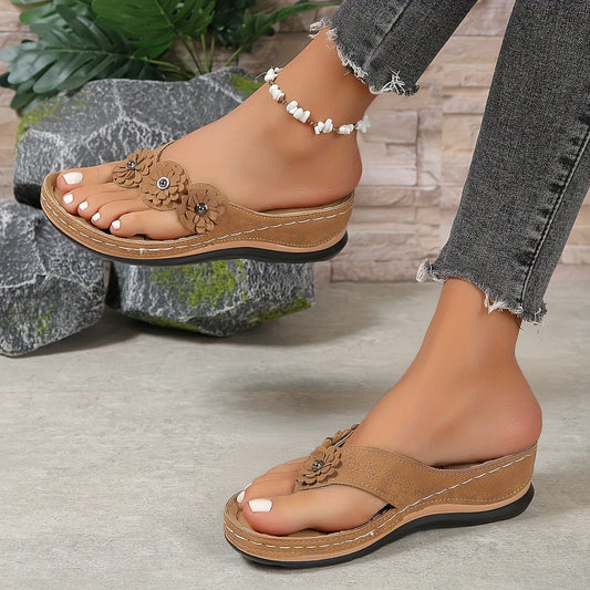 Gada | Women’s Orthopedic Floral Embellished Wedge Sandals