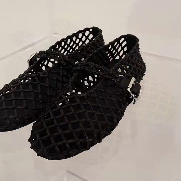 Orthopedic Balance Woven Mesh Mary Jane Flat Shoes