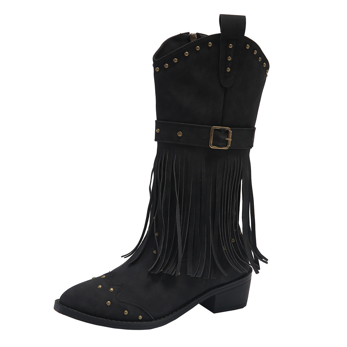 Laura | Western Fringe Mid-Calf Boots