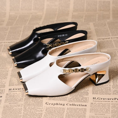 Orthopedic Balance | Square Toe Cutout Mule Heels