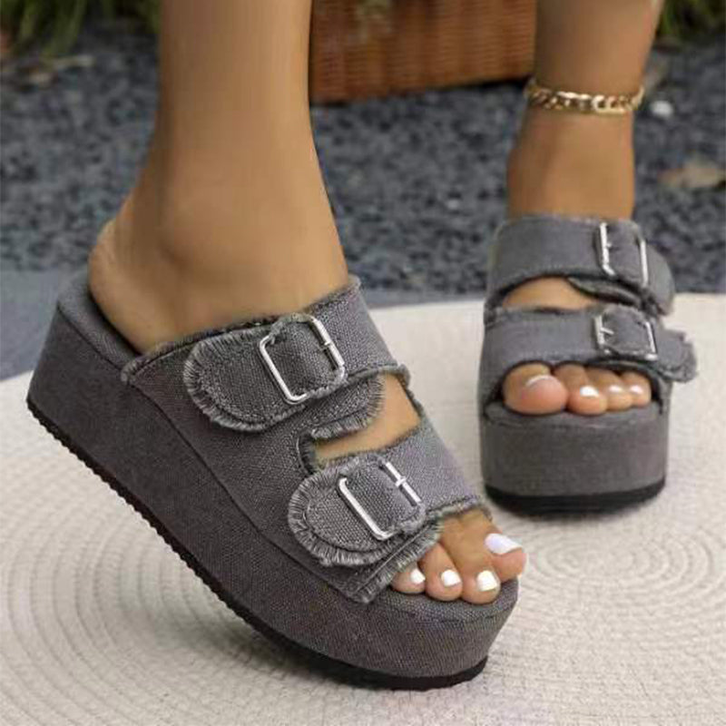 Orthopedic Balance Double Buckle Platform Comfort Slide Sandals