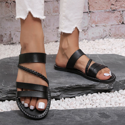 Tovah | Women’s Orthopedic Braided Cross Strap Flat Sandals