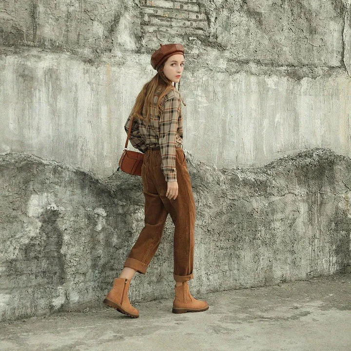 Oaklyn | Rustic Suede Side-Zip Lug-Sole Ankle Boots