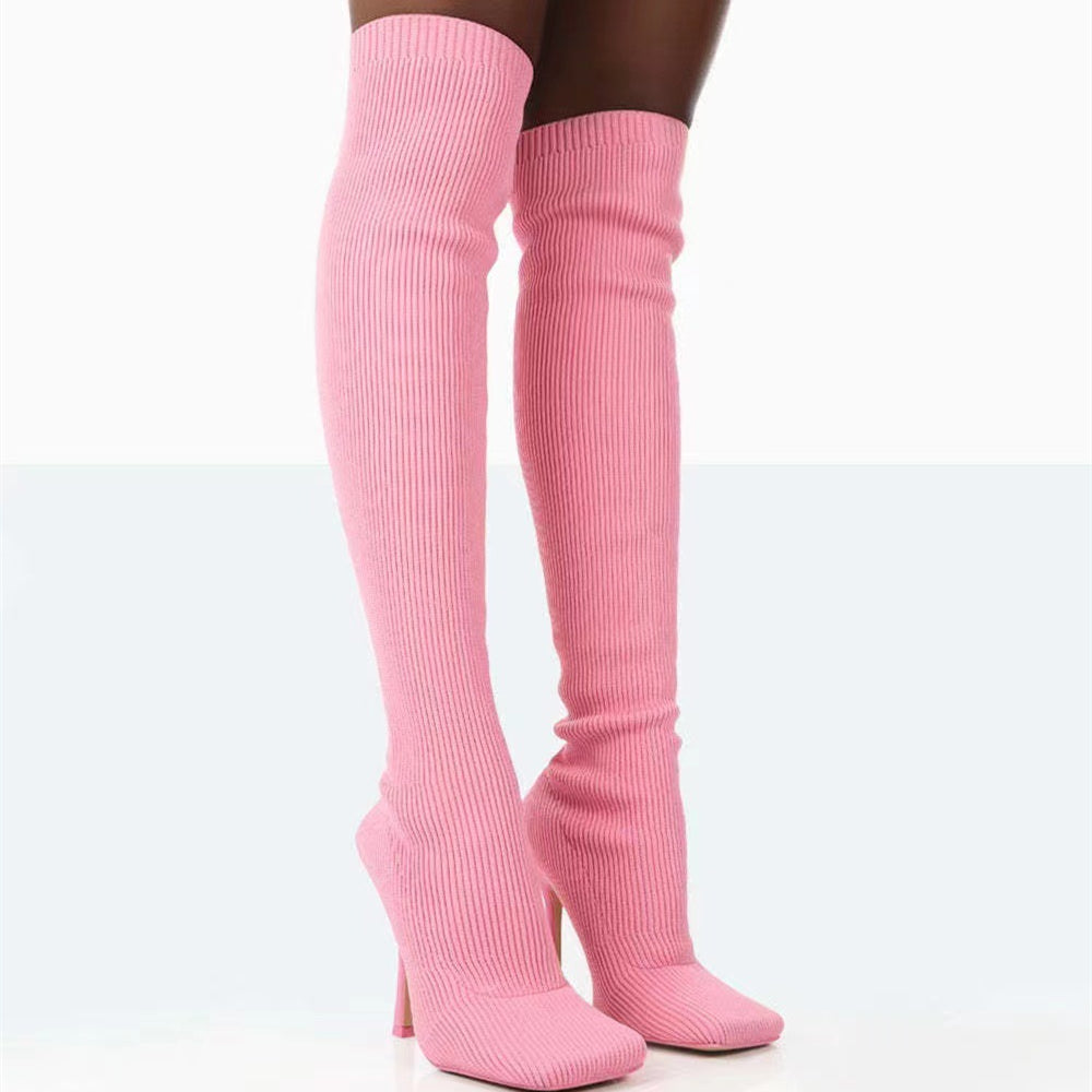 Monday | Stretch Knit Over-the-Knee Orthopedic Heel Boots