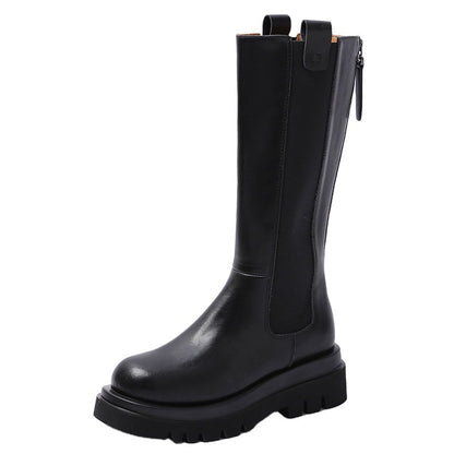 Mid-Calf Boots with Treaded Sole & Zipper