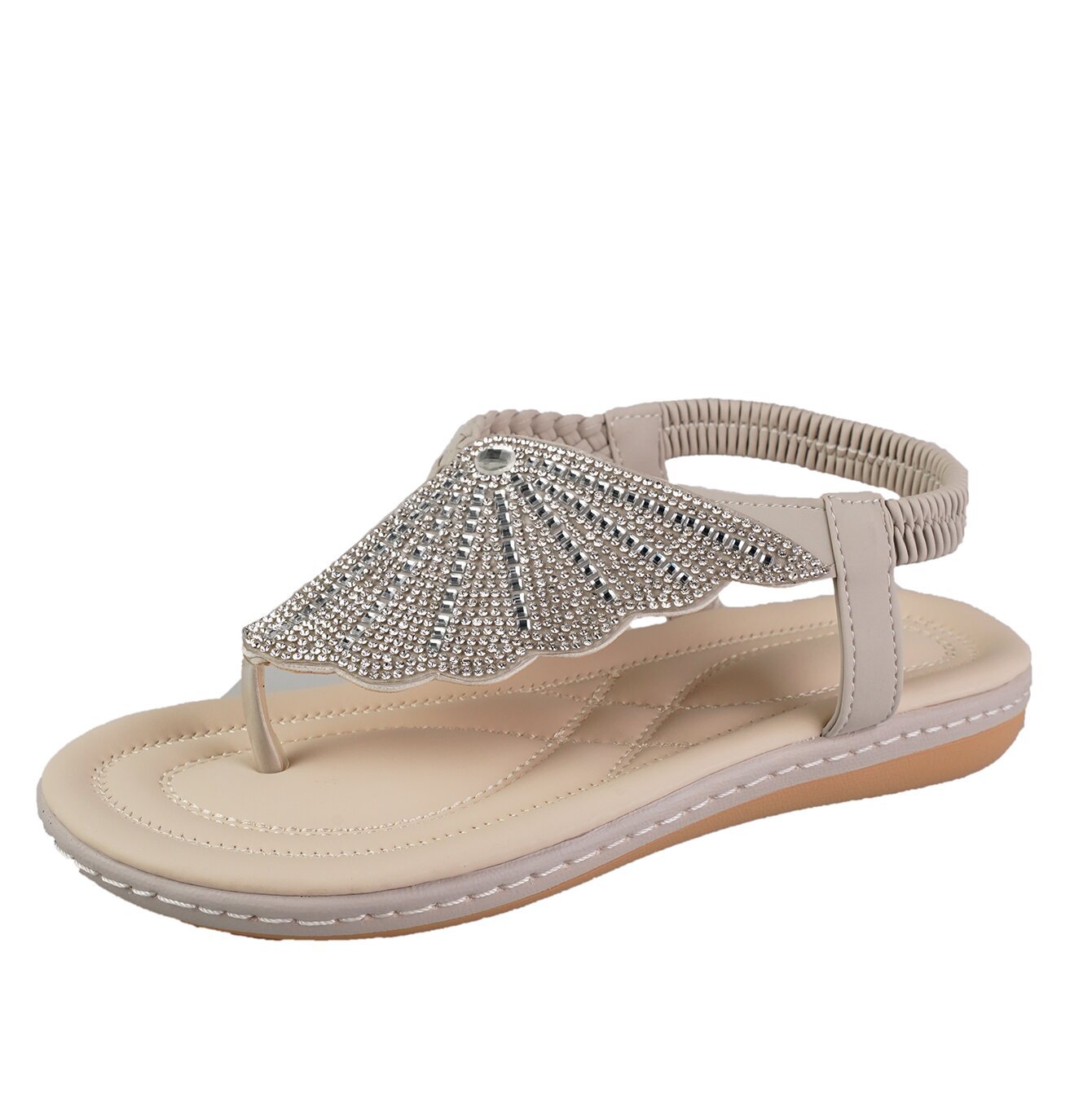 Orthopedic Balance Rhinestone Shell Sandals - Summer Elegance