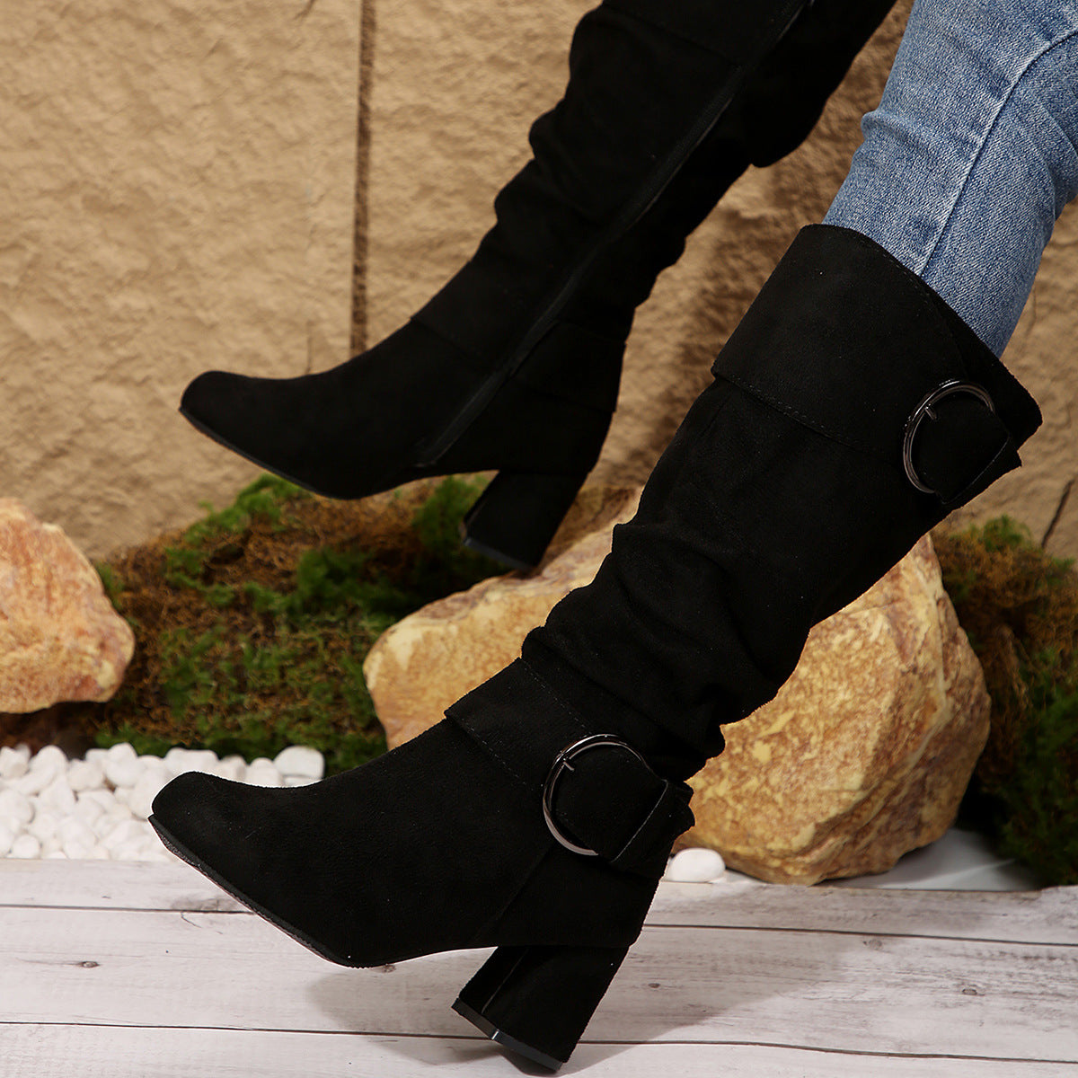 Orthopedic Balance Beltbuckle Boots - Chunky Heel Comfort