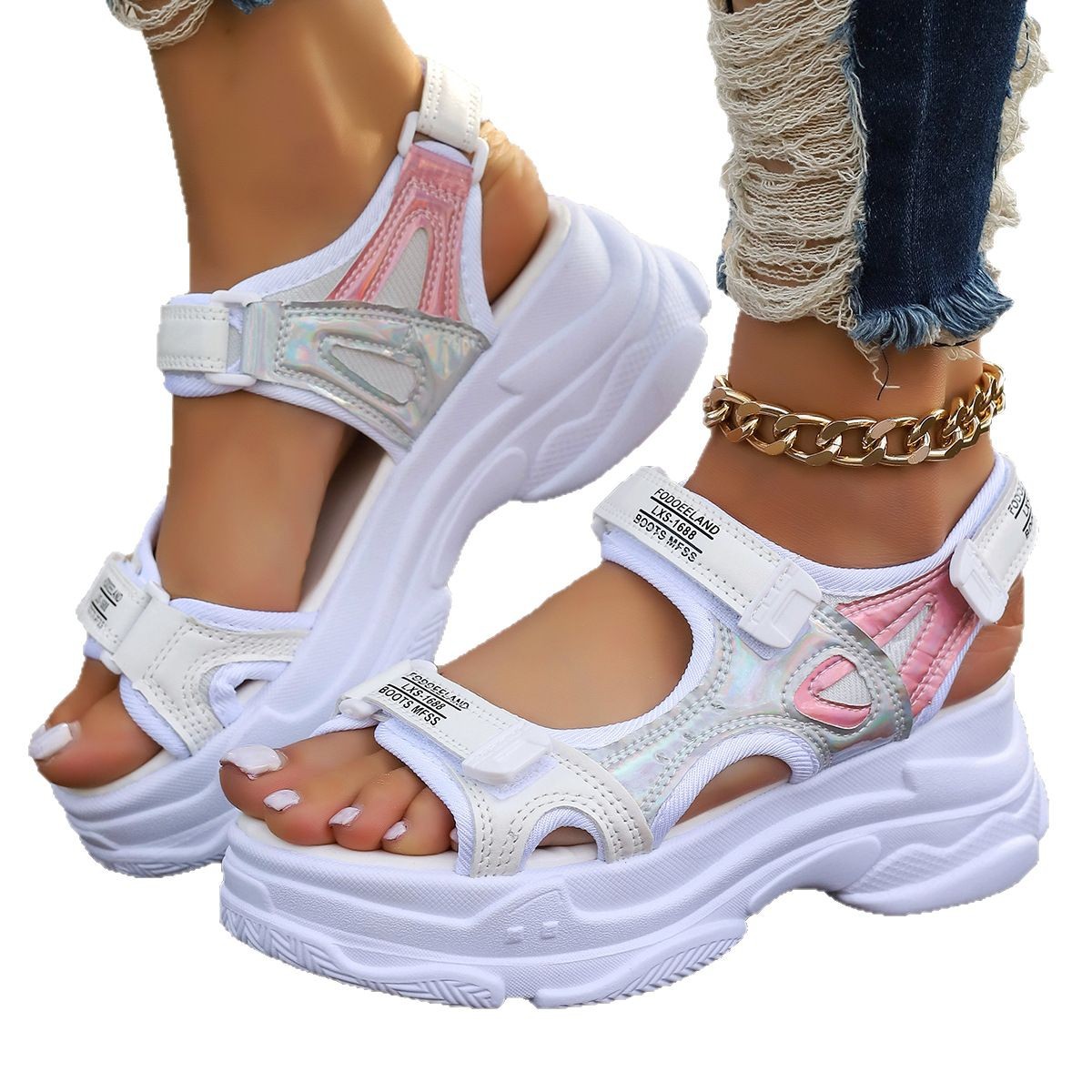 Orthopedic Balance Chunky Platform Sport Sandals With Adjustable Straps