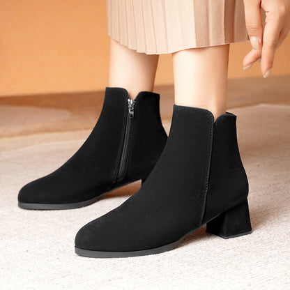 Orthopedic Balance Suede Boots - Pointed Toe, Side Zipper