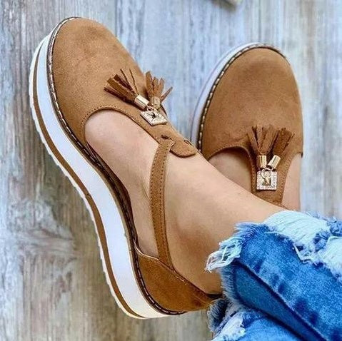 Orthopedic Balance Fringe Flat Shoes - Spring Elegance