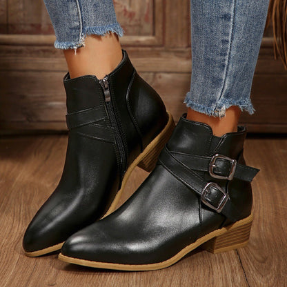 Orthopedic Balance Ankle Boots - Chunky Heel Leather Comfort