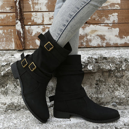 Orthopedic Balance Vintage Low Heel Boots With Adjustable Buckle