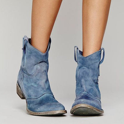 Autumn | Suede Ankle Cowboy Boots with Orthopedic Cushioned Support