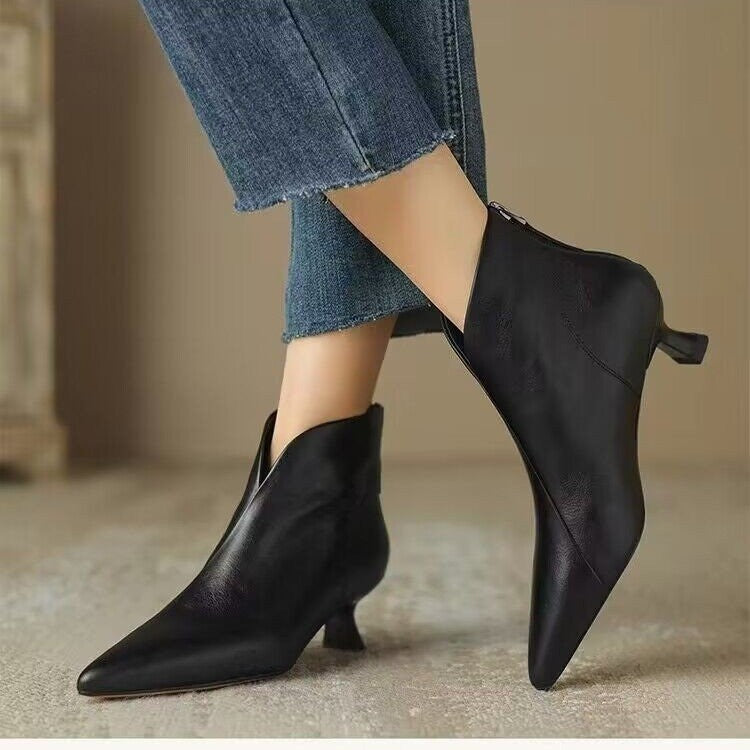 Orthopedic Balance Chic French-Style Kitten Heel Ankle Boots