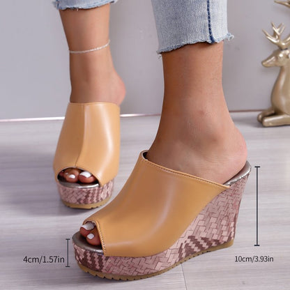 Orthopedic Balance Peep Toe Platform Wedge Mule Sandals