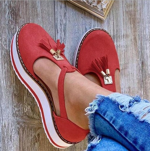 Orthopedic Balance Fringe Flat Shoes - Spring Elegance