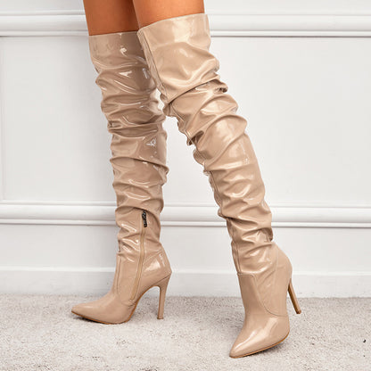 Melody | LuxeStride Orthopedic Patent Over-the-Knee Boots