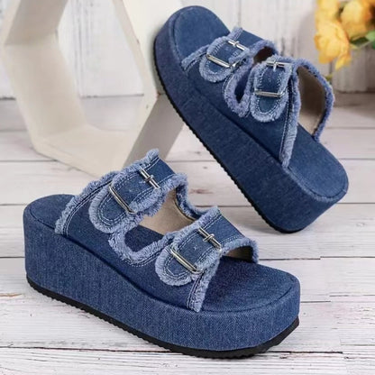 Orthopedic Balance Double Buckle Platform Comfort Slide Sandals